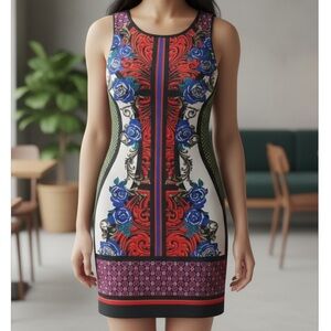 FLYING TOMATO Women’s Size M Multi Colored Back Zip Up Midi dress